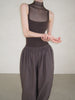 Ballet Leotard | High-Neck Dark Chocolate Mesh with Flowing Texture