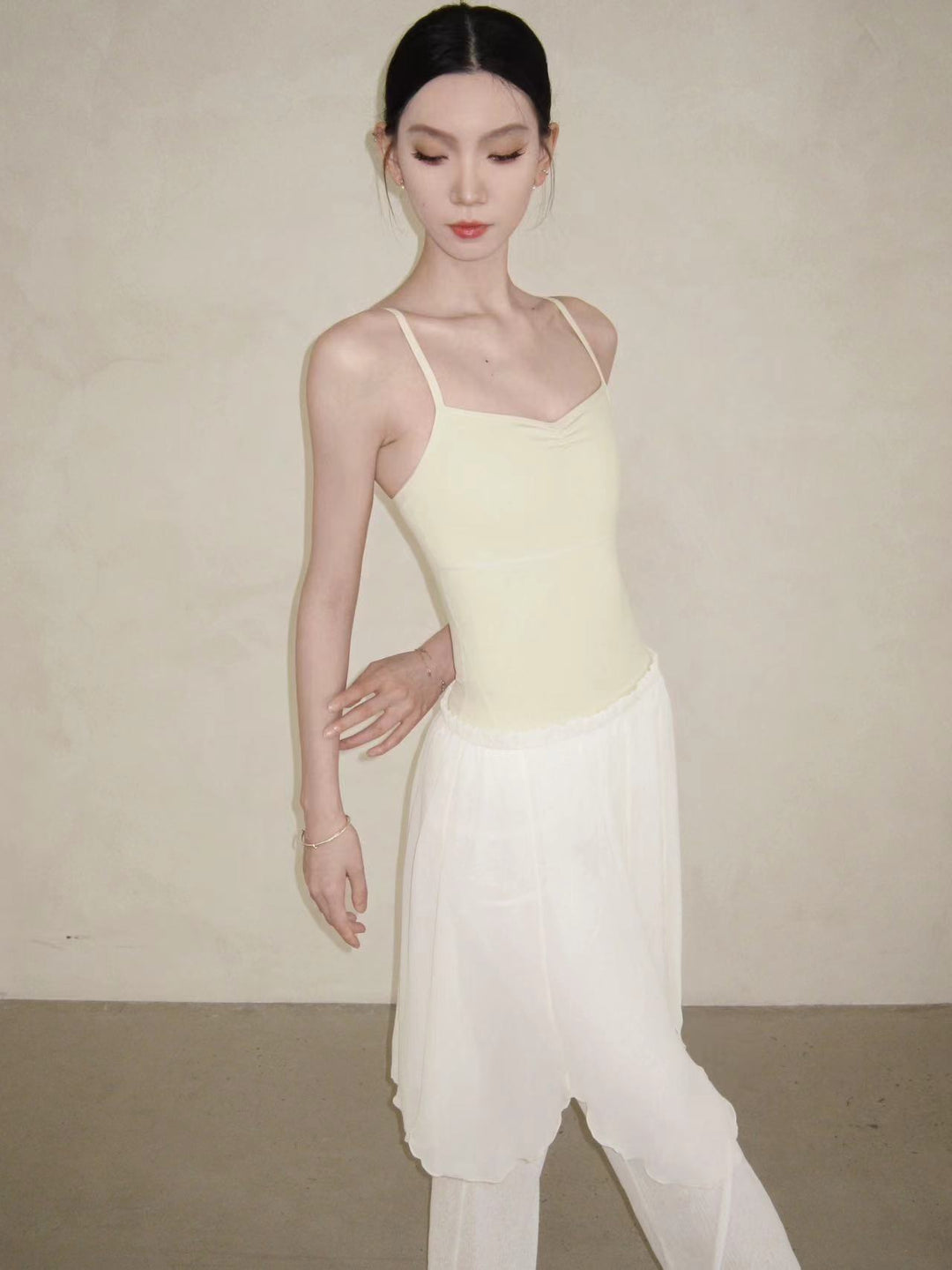 Typha Ballet Leotard | Classic Spaghetti Strap in Pastel Yellow