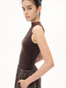 Ballet Leotard | High-Neck Dark Chocolate Mesh with Flowing Texture