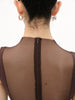 Ballet Leotard | High-Neck Dark Chocolate Mesh with Flowing Texture