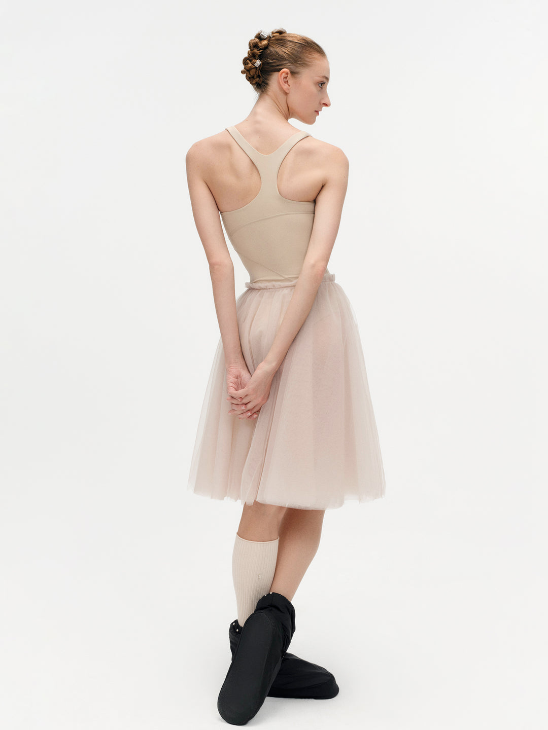 Ballet Leotard | Pinch Asymmetrical Racerback Nude Leotard